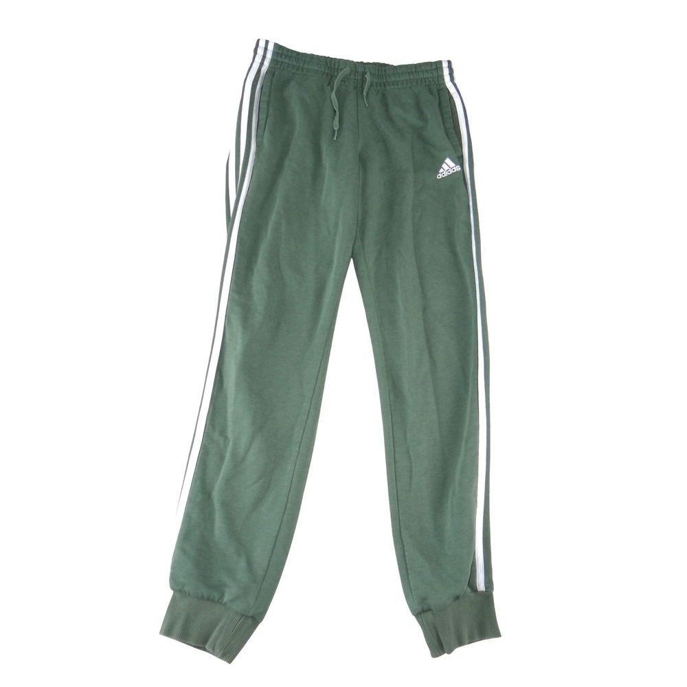 Adidas Mens 3-Stripe Fleece Jogger Sweatpants Green White Logo